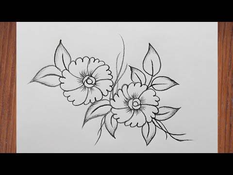 4 Petal Flower Drawing