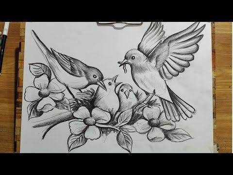 A Bird Flying In The Sky Drawing