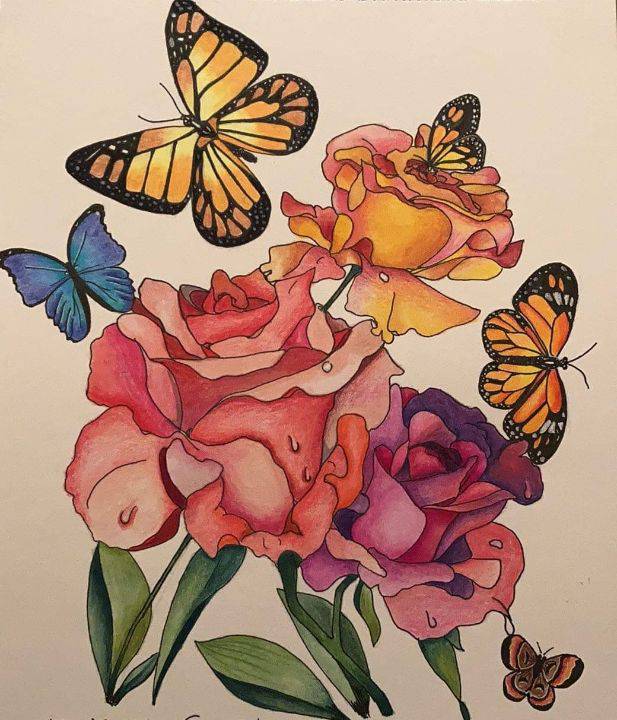 Aesthetic Flower Drawing Colorful