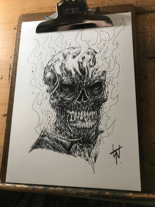 Aztec Skull Drawing