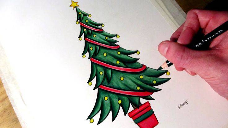 Beautiful Christmas Tree Drawing