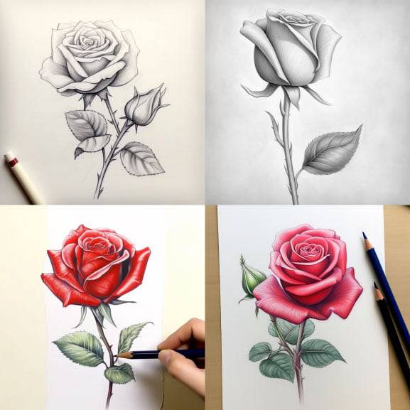 Beauty And Beast Flower Drawing