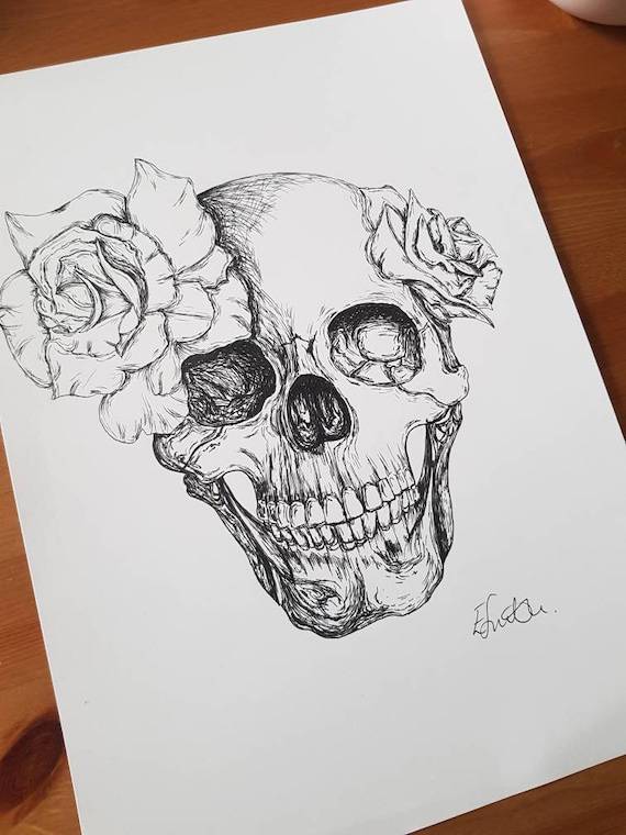 Colorful Skull Drawing