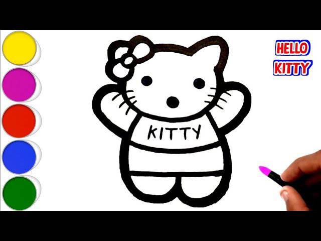 Hello Kitty Black And White Drawing