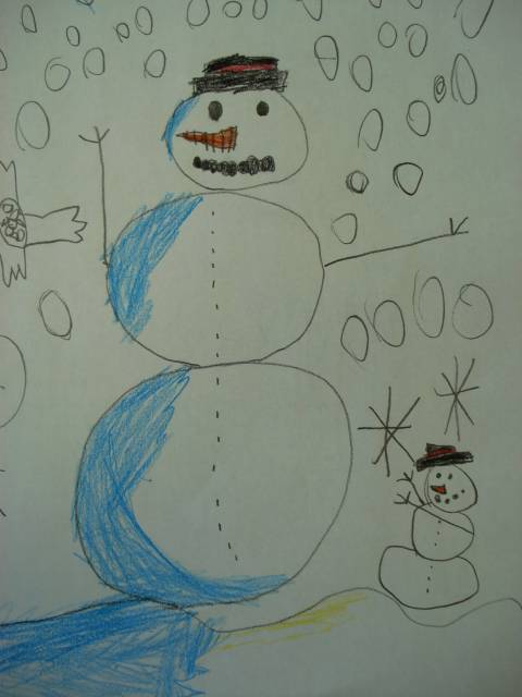 Christmas Tree Snowman Drawing