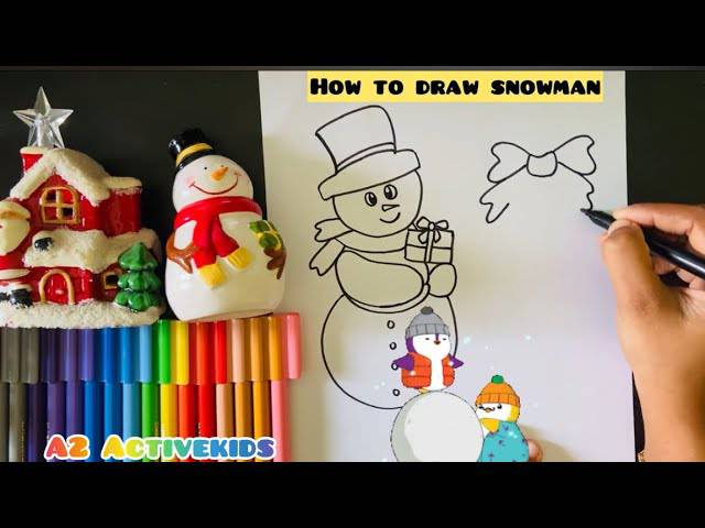 Snowman Drawing Black And White