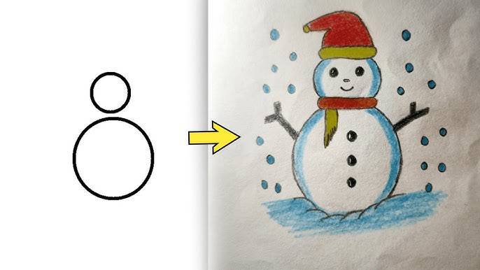 Snowman Drawing Easy Step By Step